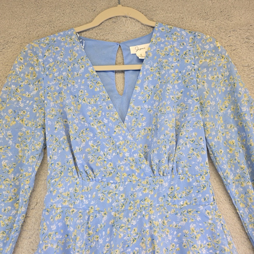 Japna Dress Womens S Blue Tiered Floral Boho Coastal Milkmaid Cottagecore Dainty - Picture 4 of 16